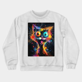 Surprised Cat Painting Colorfull Pop Art Design For Cat Onwer Crewneck Sweatshirt